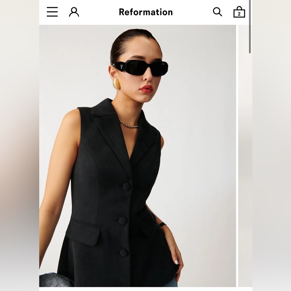 NWT- Reformation Billie Vest Black - Size S (size 6)